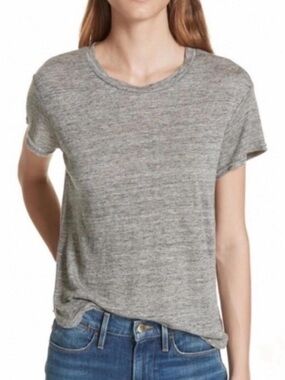 Frame Denim Linen Short-Sleeve Crewneck Tee
